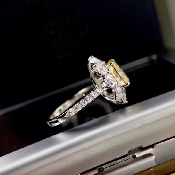 NEW 925 Sterling Silver Diamond Sunflower Ring Flower Citrine Ring - Picture 5 of 6